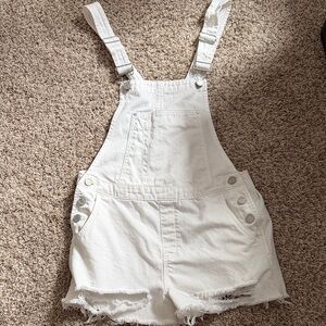 Blank NYC White Denim Short Overalls